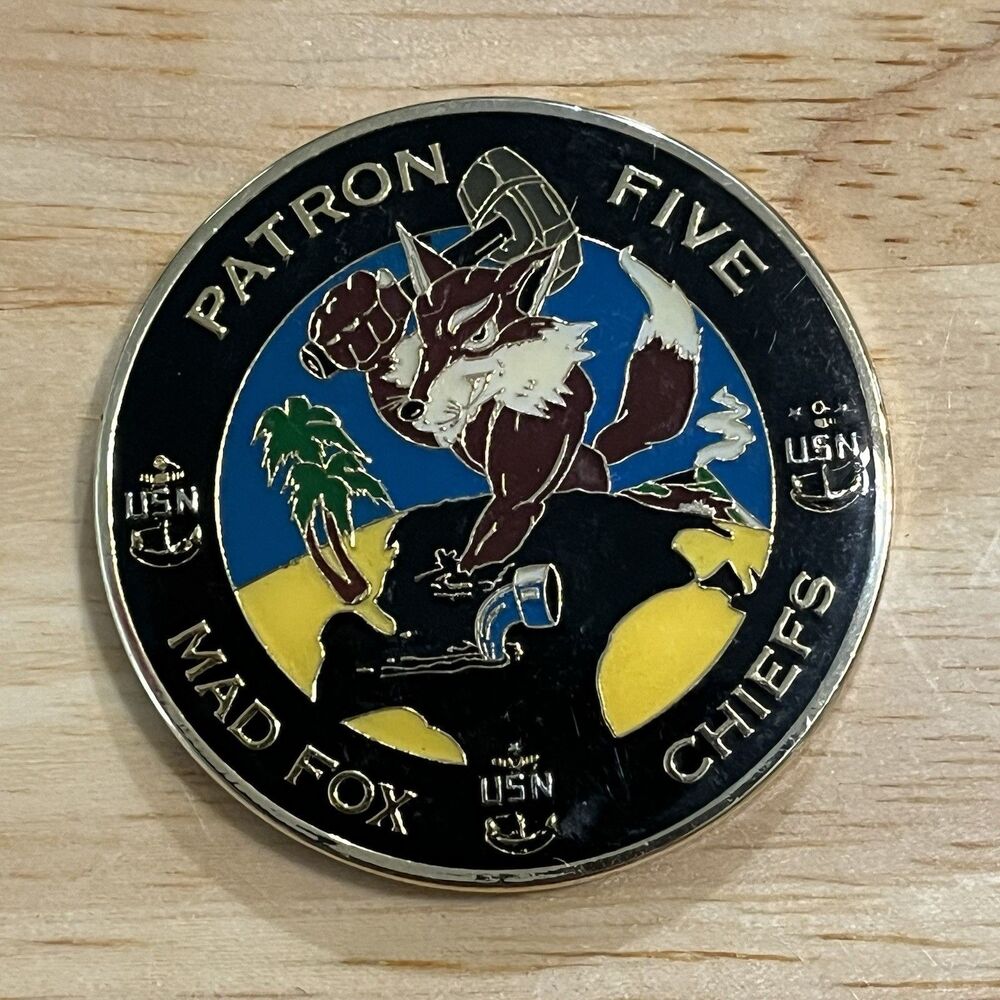 Challenge Coin US Navy USN Chiefs Mess CPO Patron Five Mad Max Coyote